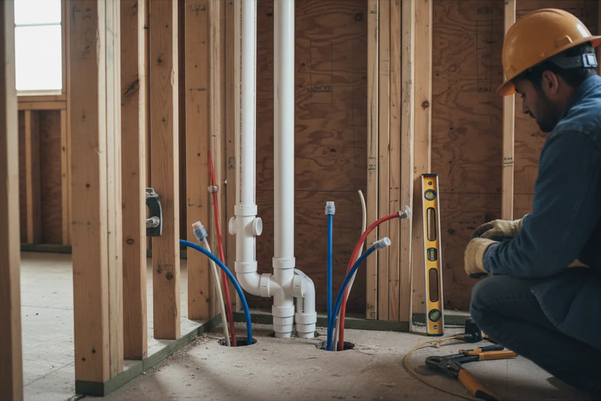 Drain and supply rough-in during Drain Cleaning in Lomira