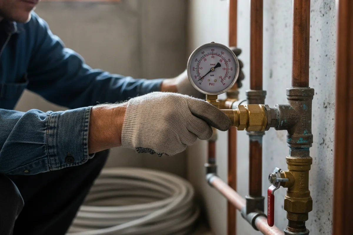 Pressure testing a repaired line during Water Line Repair in Lomira